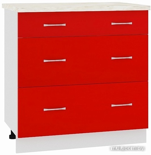 Шкаф напольный Кортекс-мебель Корнелия Мара НШ80р3ш (красный-марсель)