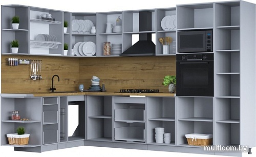 Готовая кухня Интерлиния Тренд 1.88x3.2 ВТ левая (луна/белый/серый каспий)