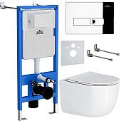 Унитаз подвесной Roxen Vortex Tornado в комплекте с инсталляцией StounFix Slim 6 в 1 964514 (кнопка: хром глянец)