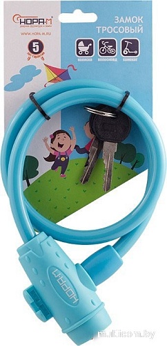 Тросовый велосипедный замок Нора-М №33 (ф6x650мм, голубой)