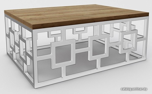 Журнальный столик Hype Mebel Лок 75x100 (белый/дуб галифакс олово)