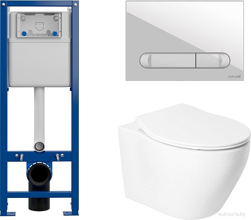 Унитаз подвесной Saniteco KW-99046 в комплекте с инсталляцией + 64109 + S-IN-MZ-VECTOR
