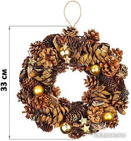 Рождественский венок Elan Gallery Венок Золотая феерия Круг 450134