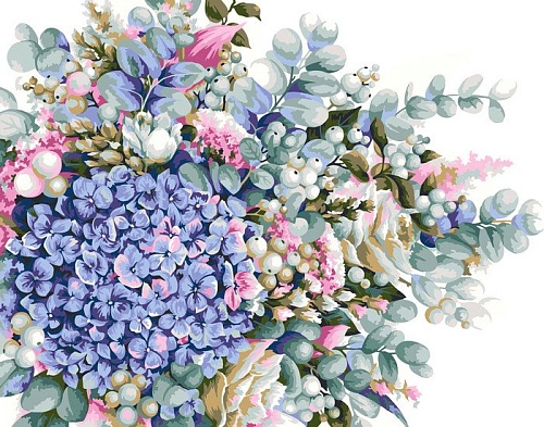 Картина по номерам ФРЕЯ Акварельный букет с гортензией PNB/PM-074