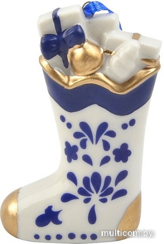 Елочная игрушка Феникс-Презент Сапожок гжель 81637 (синий/белый)