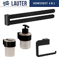 Набор аксессуаров для ванной Lauter 21TS3019 + 21TS3021 + 21TS3015 + 21TS3004 (Matt Black, 4 предмета)
