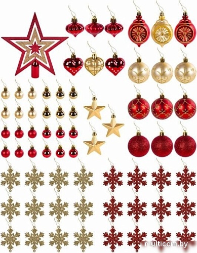 Елочная игрушка Золотая сказка 591714 (70 шт, красный/золотой)