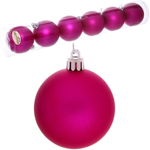 Елочная игрушка Серпантин Матовый шар 6 см 6 шт (розовый) 183-889