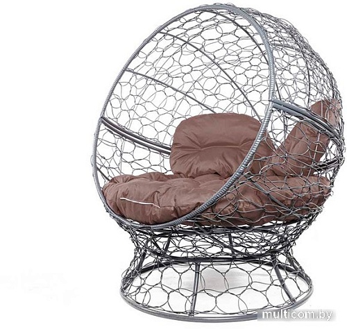 Кресло M-Group Апельсин 11520305 (серый ротанг/коричневая подушка)