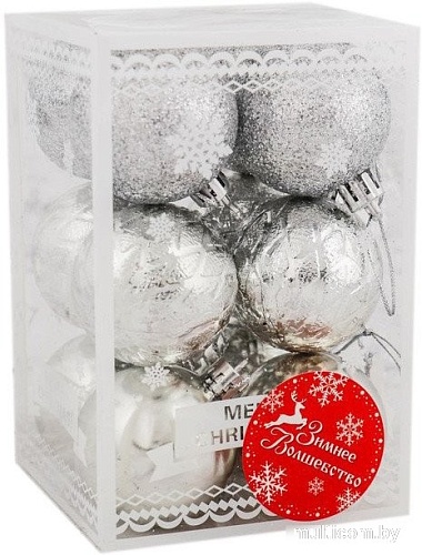 Елочная игрушка Зимнее волшебство Анданте 2178229 (12 шт, серебристый)