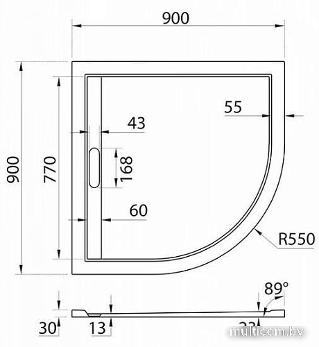 Экран под ванну Cezares Tray-AS-R-90-100-SCR-nero