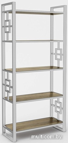 Стеллаж Hype Mebel Квадро 80x170 (белый/дуб галифакс олово)