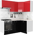 Готовая кухня S-Company Клео глоcс 1.2x1.9 правая (черный глянец/красный глянец)