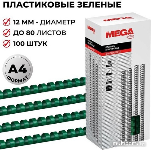 Пластиковая пружина для переплета ProMega Office A4 12 мм 100 шт 255088 (зеленый)