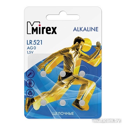Mirex AG0 / LR521 1.5V 6 шт блистер 23702-LR521-E6