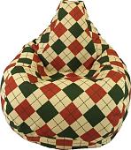 Кресло-мешок LoftyHome Груша L (велюр, клетка принт)