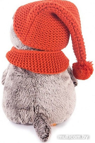 Мягкая игрушка Basik & Co Басик в вязаной шапке и шарфе (22 см)