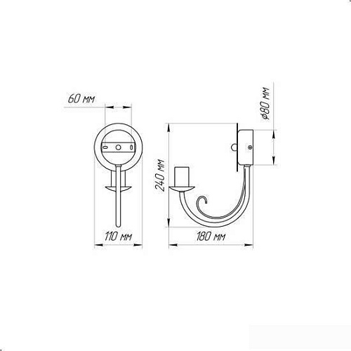 Бра Элетех Рустика 512 НББ 01-60-141 Е14 1005404266 (черный матовый/золото)