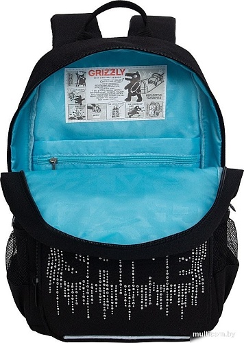 Школьный рюкзак Grizzly RG-464-3f (черный/серебряный)