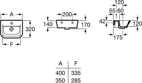 Умывальник Roca The Gap 35x32 (327479000)