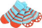Носочки для животных Puppia Nitty-Gritty PAND-SO1176-AQ-L (голубые с красными полосками)