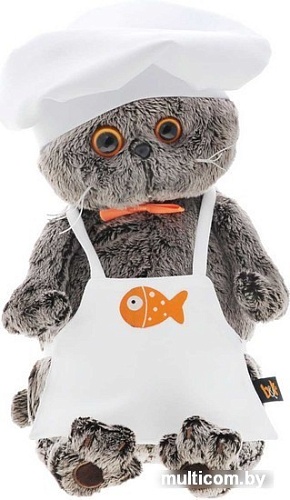 Мягкая игрушка Basik&Ko Басик Кот-кулинар со сковородкой (25 см) [Ks25-021]