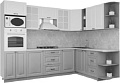 Готовая кухня Интерлиния Мила Деко 1.88x3.0 правая (океан-океан-травертин серый)