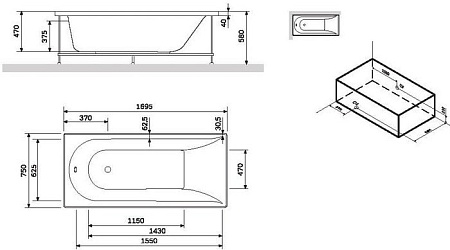 Ванна AM.PM Spirit W72A-170-075W-A2