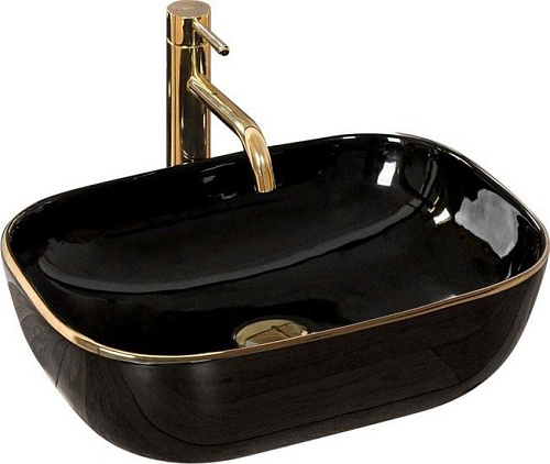 Умывальник Rea Belinda (черный/золотой)