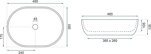 Умывальник Rea Lara (серый)