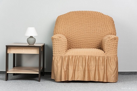 Комплект чехлов для дивана и кресла Софатэкс Стандарт КПО-5 (с оборкой кофе с молоком)
