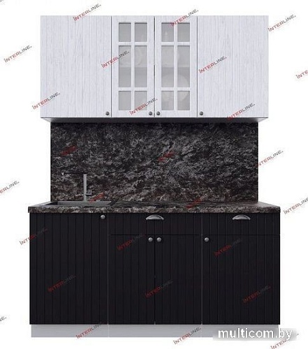 Готовая кухня Интерлиния Берес 1.6А (дуб полярный/дуб английский/кастилло темный)