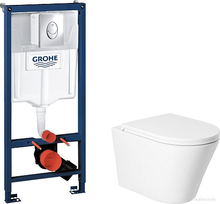 Унитаз подвесной Saniteco KW-9005W + GROHE Rapid SL 38721001