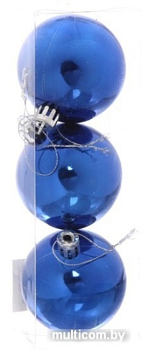 Елочная игрушка Серпантин Глянец шар 6 см 3 шт (синий) 183-863