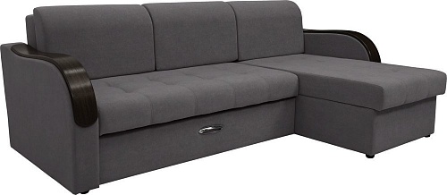 Диван Сириус Лидер-1 c оттоманкой НПБ 260x165 (Eva 07 велюр темно-серый)