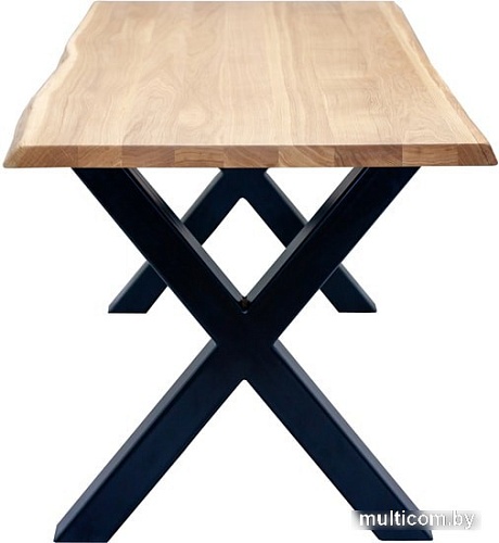 Кухонный стол Buro7 Икс 150 (с обзолом, дуб натуральный/черный)