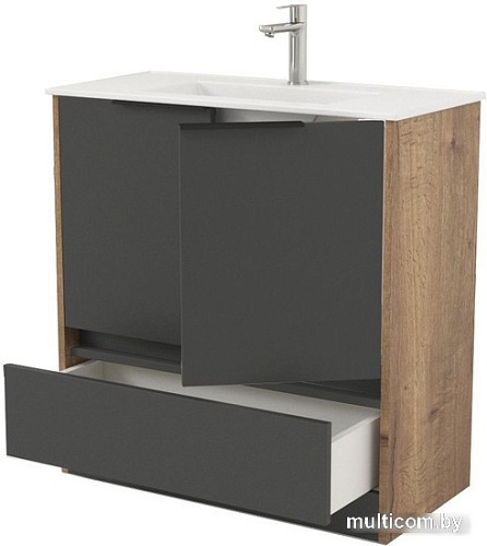 Дабер Тумба под умывальник 017 WeltWasser Deilbach 7517-80 Т17.8W.0.22Ч (дуб галифакс/серый/ручка черная)