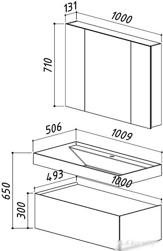 Belux Шкаф с зеркалом Триумф ВШ100 (1, белый глянец)