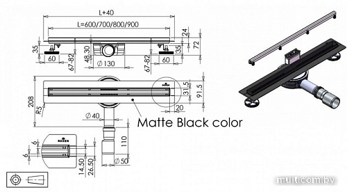 Трап/канал Roxen Black Slim 91070-60