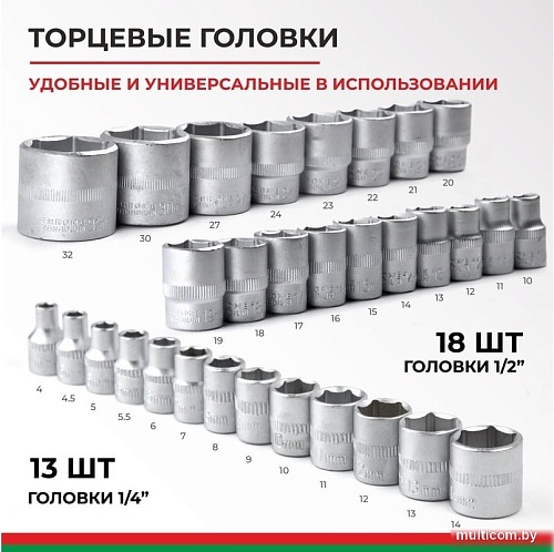 Набор трещотка с головками и битами БелАК Мастер БАК.07005 (94 предмета)