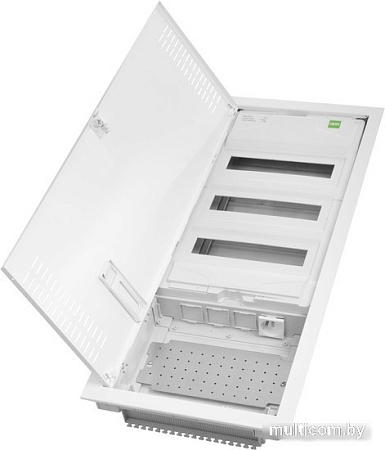 Бокс пластиковый Elektro-Plast MSF TWIN RP комбинированный, 3*12M+1xМП перф., N/PE-шинки, 1xSCHUKO, мет. дверь, белый RAL9016, 358x853x94mm, IP30
