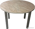 Обеденный стол Solt Круглый раздвижной (мрамор бежевый/ноги квадратные серые)