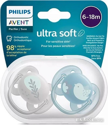 Пустышка Philips Avent Ultra Soft SCF091/15 (лист/птичка)