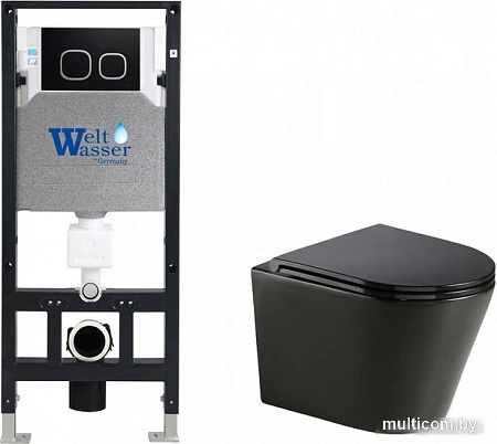 Унитаз подвесной WeltWasser Amberg 506 + Salzbach 043 MT-BL + Amberg RD-BL (черный матовый)