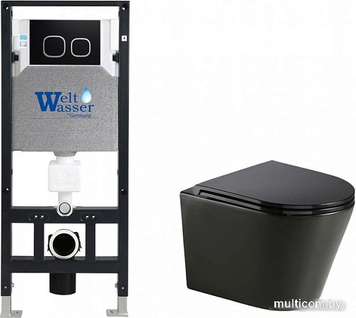 Унитаз подвесной WeltWasser Amberg 506 + Salzbach 043 MT-BL + Amberg RD-BL (черный матовый)