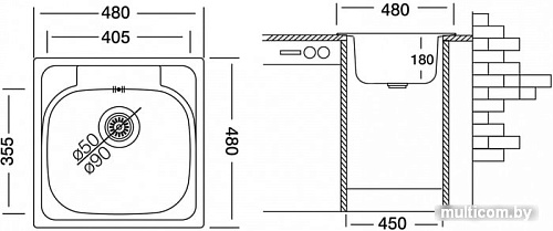 Кухонная мойка Ukinox Гранд GRL480.480 -GT8K 0C