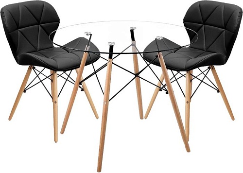 Обеденная группа Mio Tesoro ST-011/SC-026 (стекло/дерево, черный)