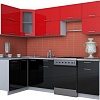 Угловая кухня Интерлиния Мила Gloss 60-12x25 (красный/черный глянец)