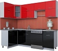 Угловая кухня Интерлиния Мила Gloss 60-12x25 (красный/черный глянец)