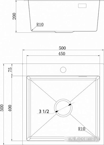 Кухонная мойка Ukinox PRB500.500-GT10C0CW
